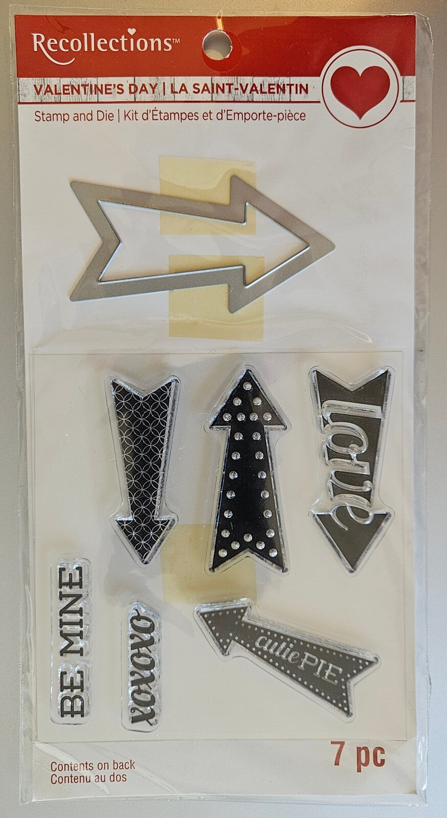 Valentine's Day Arrow Recollections Stamp and Die Set 7 Pieces Love NIP