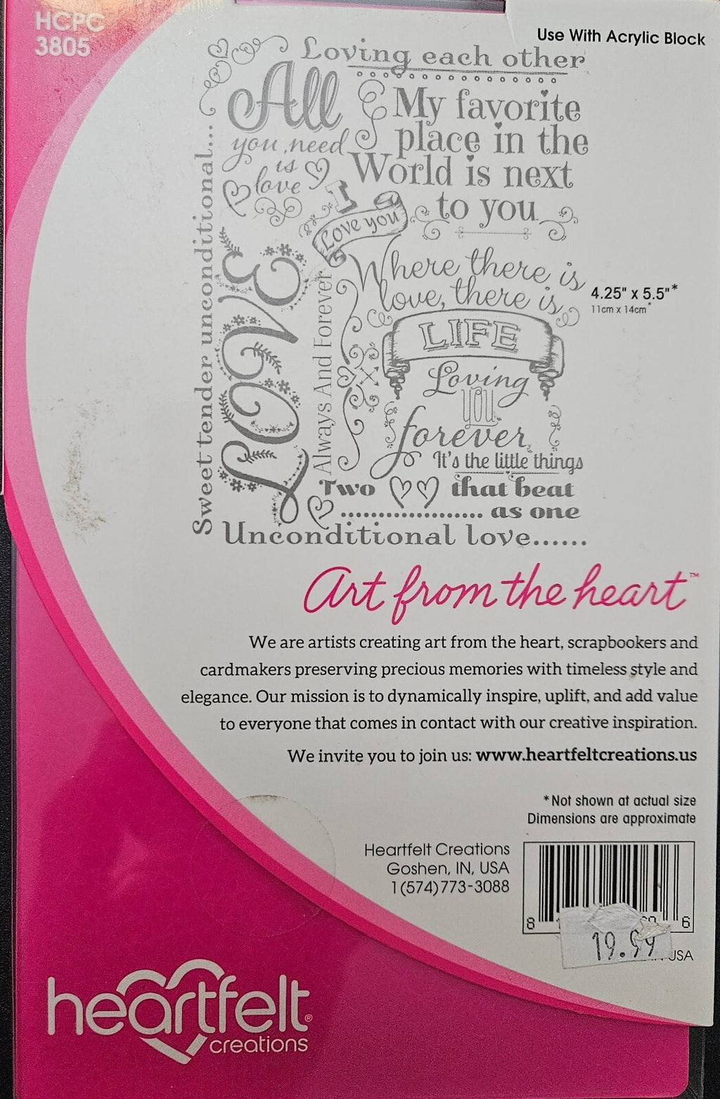 Heartfelt Creations Forever Love Background Cling Stamp HCPC-3805 (CX)