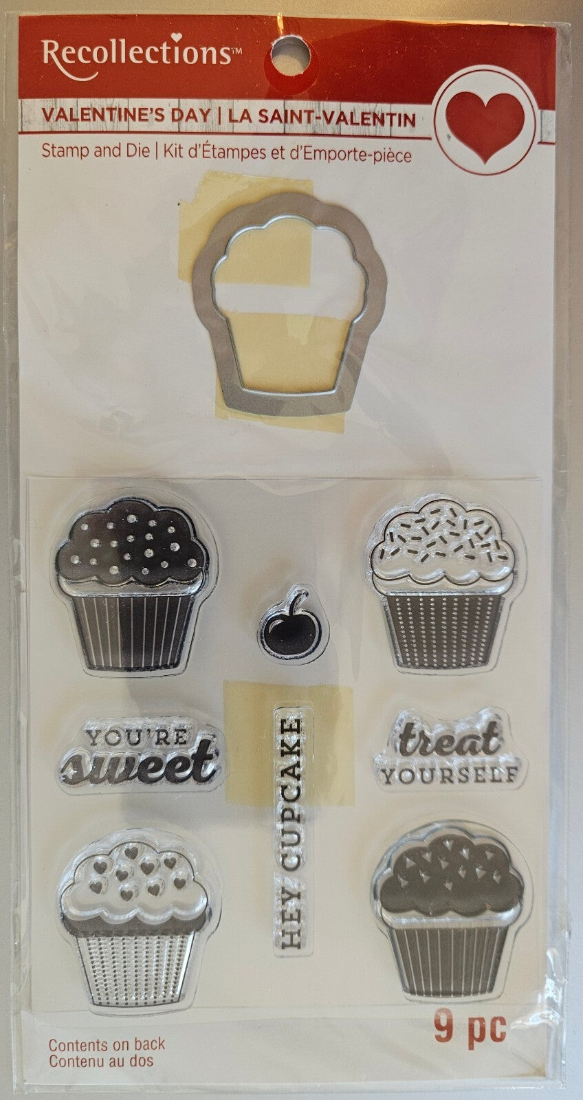 Valentine's Day Cupcake Recollections Stamp and Die Set 9-Piece NIP