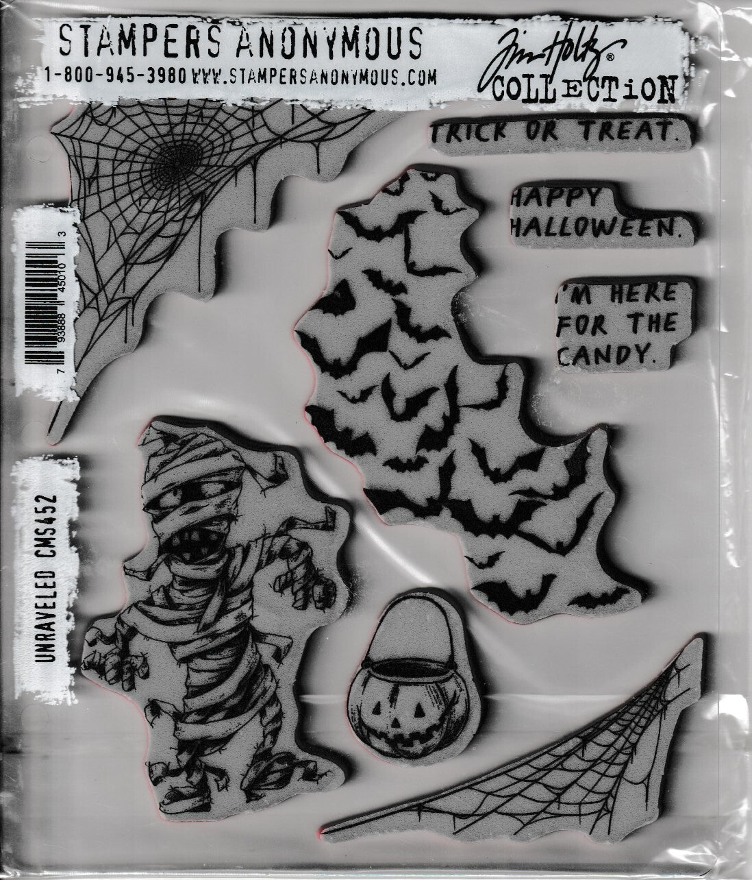 CMS452 Unraveled Stampers Anonymous Tim Holtz Halloween Clear Stamps Set NIP