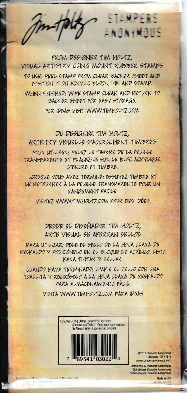 Tim Holtz Seamless Experience Cling Stamp Vintage Sewing Quote Designs CS530225