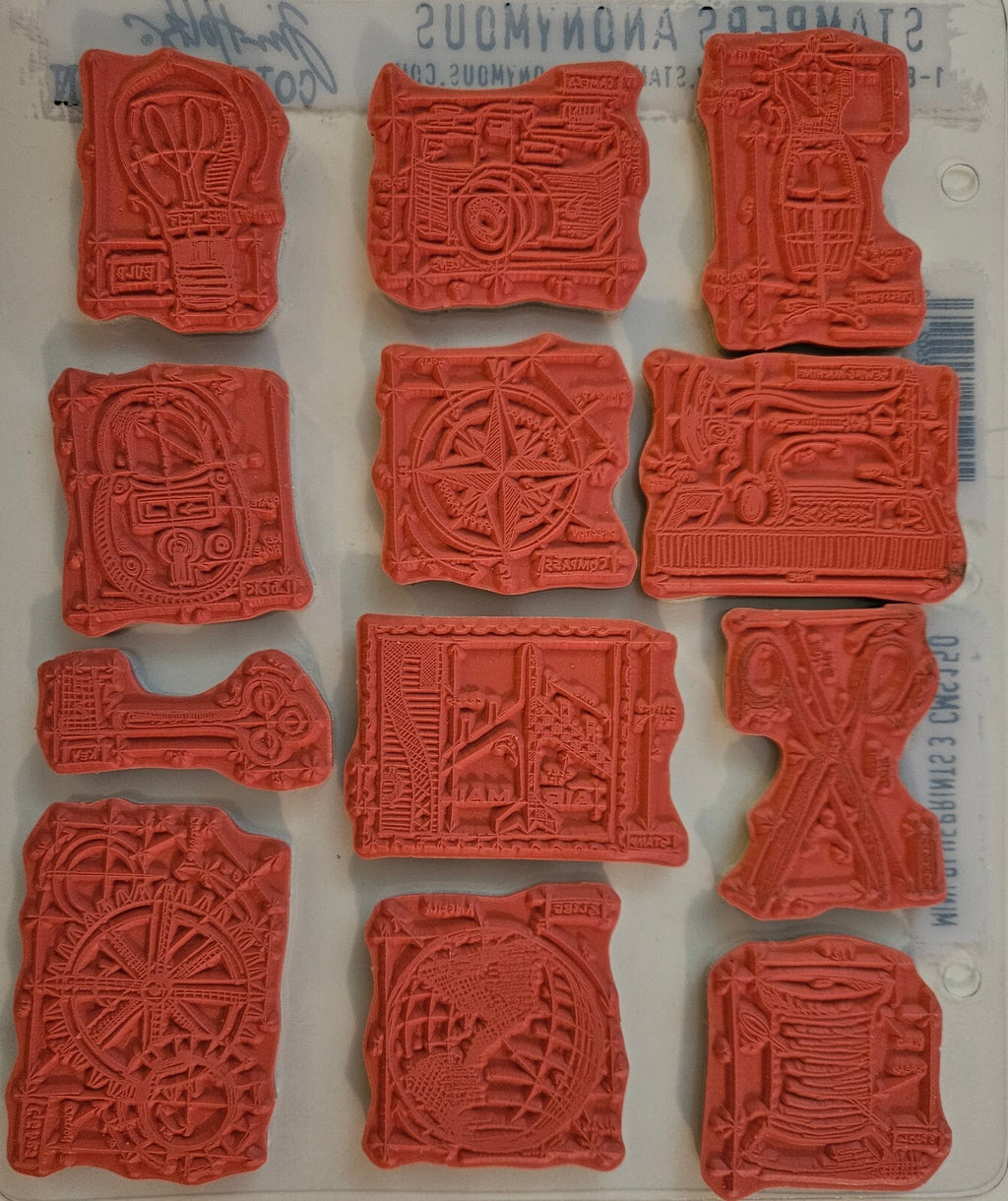 CMS150 Mini Blueprints 3 Stampers Anonymous Tim Holtz Collection Rubber Stamps