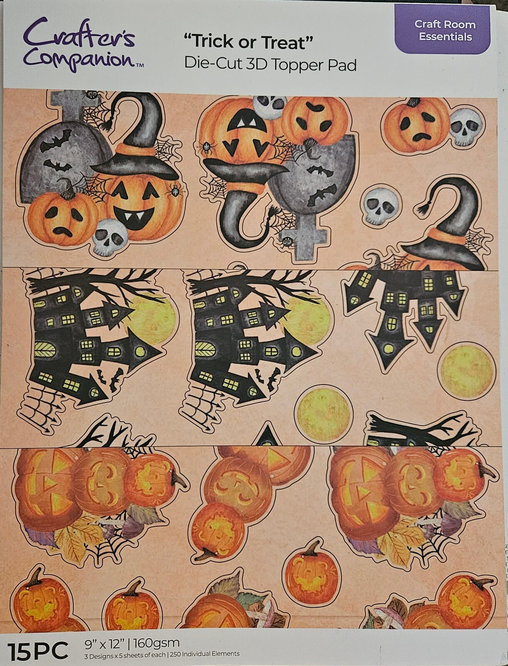 Trick or Treat Die-Cut 3D Topper Pad Crafter's Companion 250 Halloween Elements