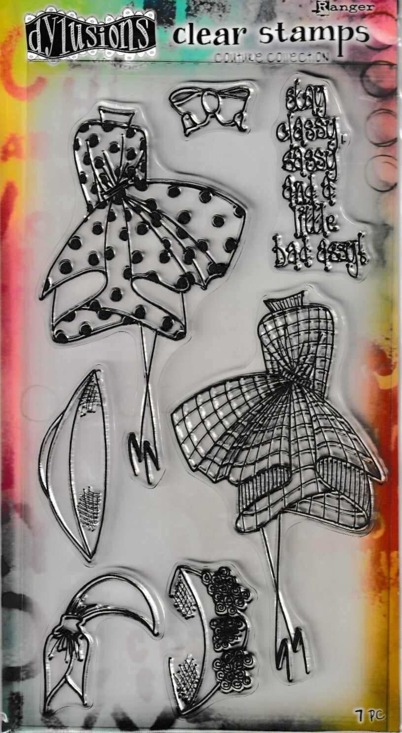 Walk In The Park Duo Dylusions Couture Clear Stamps 7‑Piece Fashion Set DYB78418