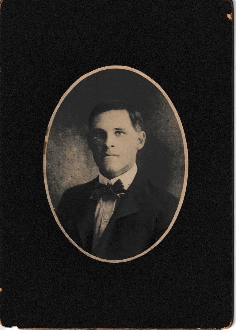 Antique Black & White 5 x 7 Portrait Photograph Man Bow Tie Ephemera Cabinet CDV