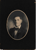 Antique Black & White 5 x 7 Portrait Photograph Man Bow Tie Ephemera Cabinet CDV