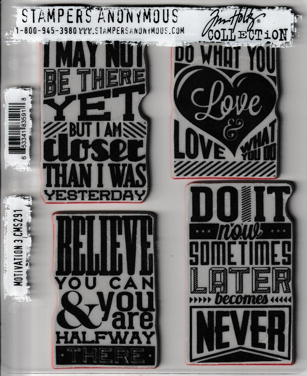 CMS291 Motivation 3 Stampers Anonymous Tim Holtz Quote Rubber Stamp Set