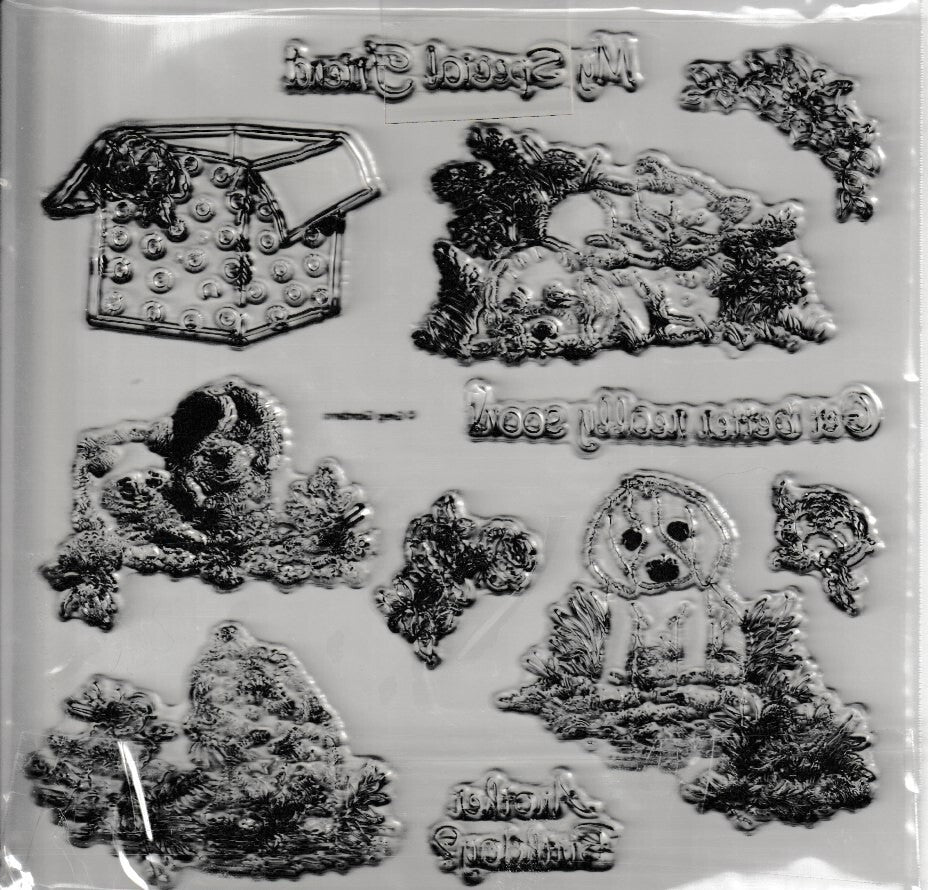 06 Greg Giordano Clear Silicone Stamps Set with Dogs and Sentiments