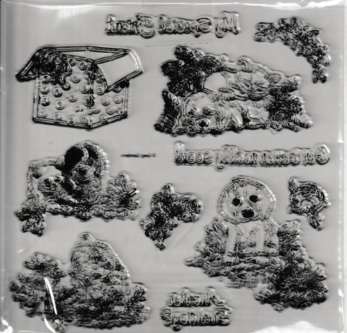 06 Greg Giordano Clear Silicone Stamps Set with Dogs and Sentiments