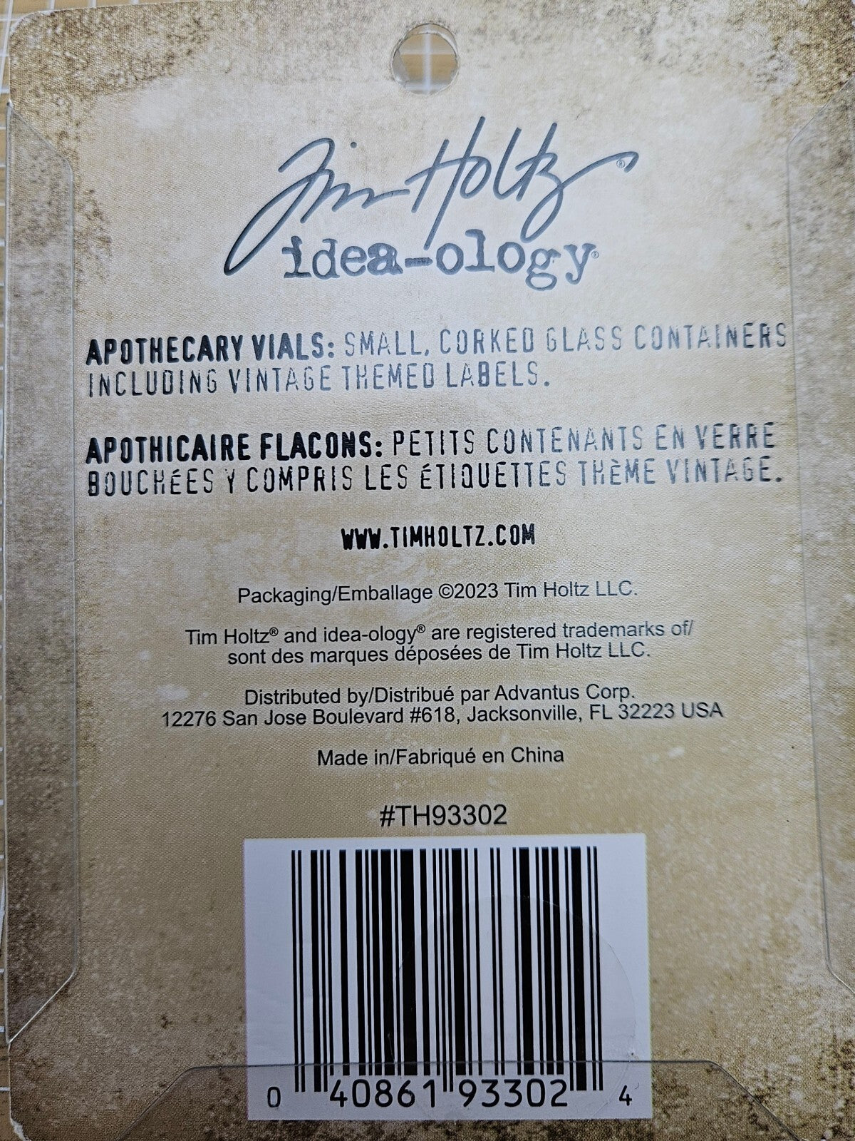 TH93302 Tim Holtz Idea-Ology Corked Glass Vials Apothecary Amber Vintage Labels
