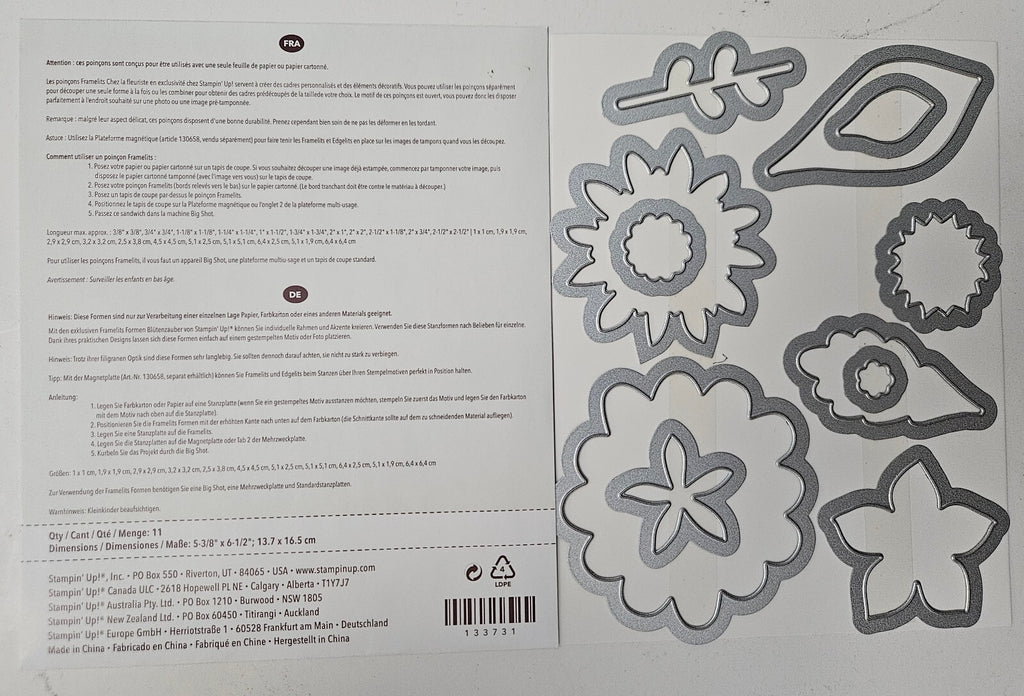 Stampin' Up! Big Shot Flower Fair 11 pcs Framelits Dies Set 133731