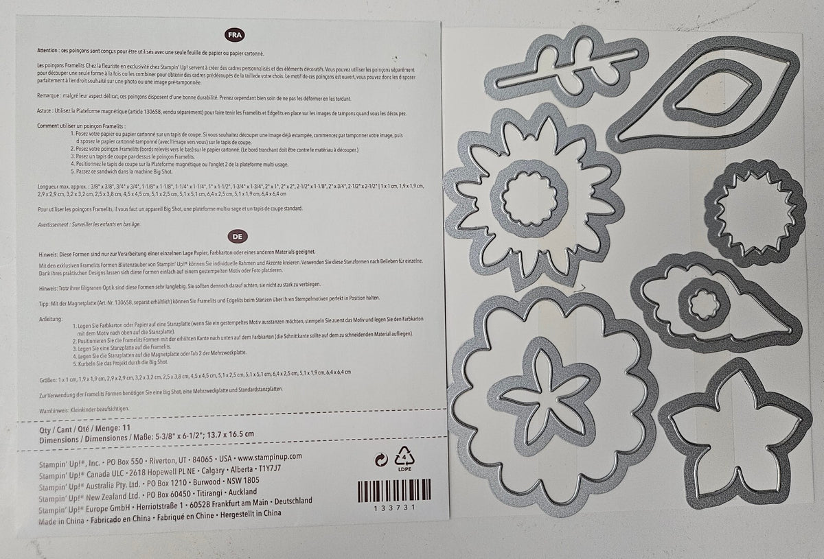 Stampin' Up! Big Shot Flower Fair 11 pcs Framelits Dies Set 133731