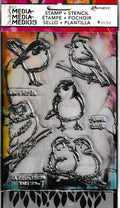 MDZ49548 Dina Wakley Little Birdies Clear Stamp & Stencil Set – 9‑Piece Birds