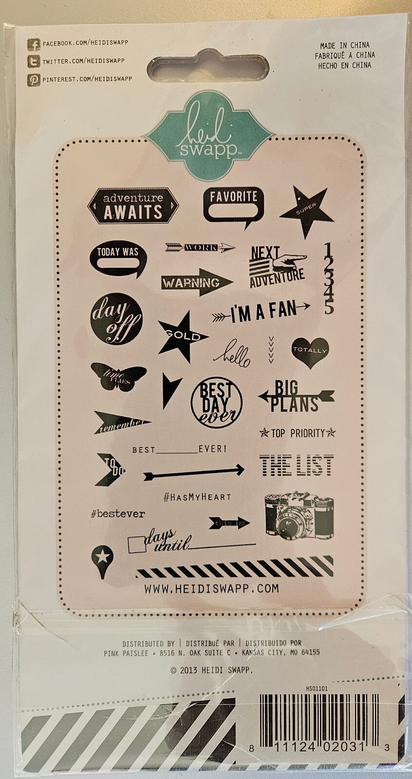 Heidi Swapp Adventure Awaits 31-Piece Stamp Set NIP