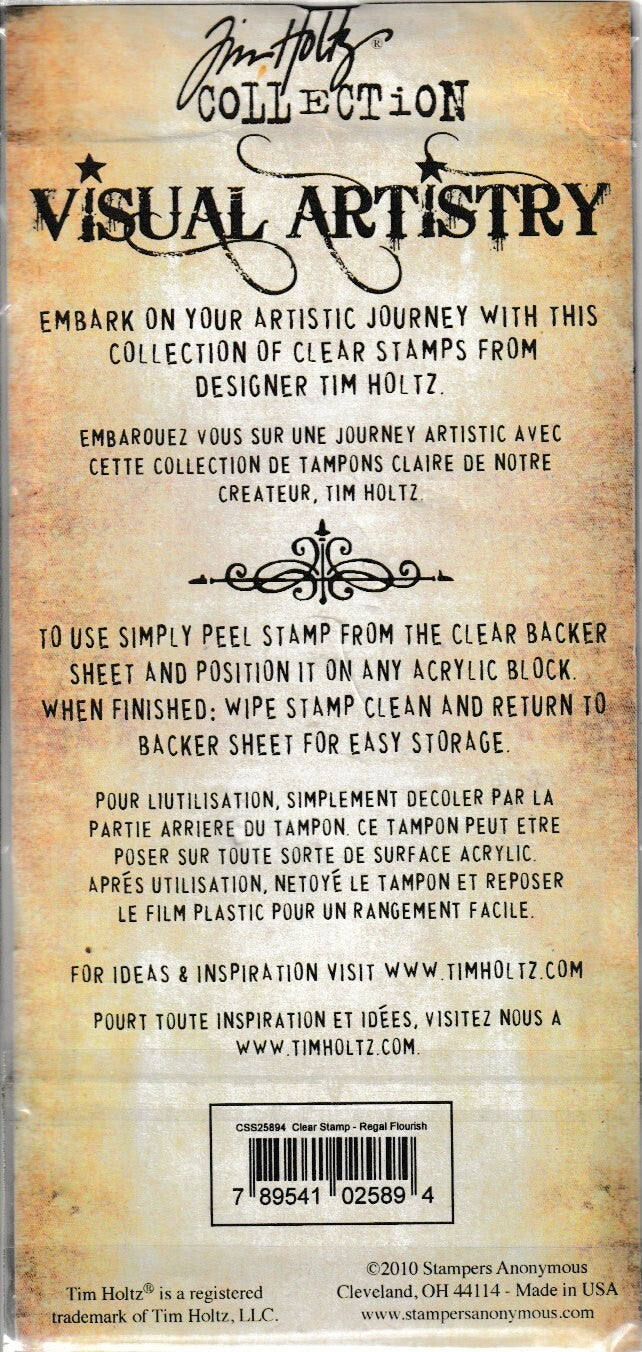 Tim Holtz Visual Artistry Regal Flourish Clear Stamp Set Vintage Ornate CSS25894