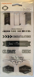 Fiskars Clear Sentiment Stamps for Project Life Scrapbooking by Teresa Collins