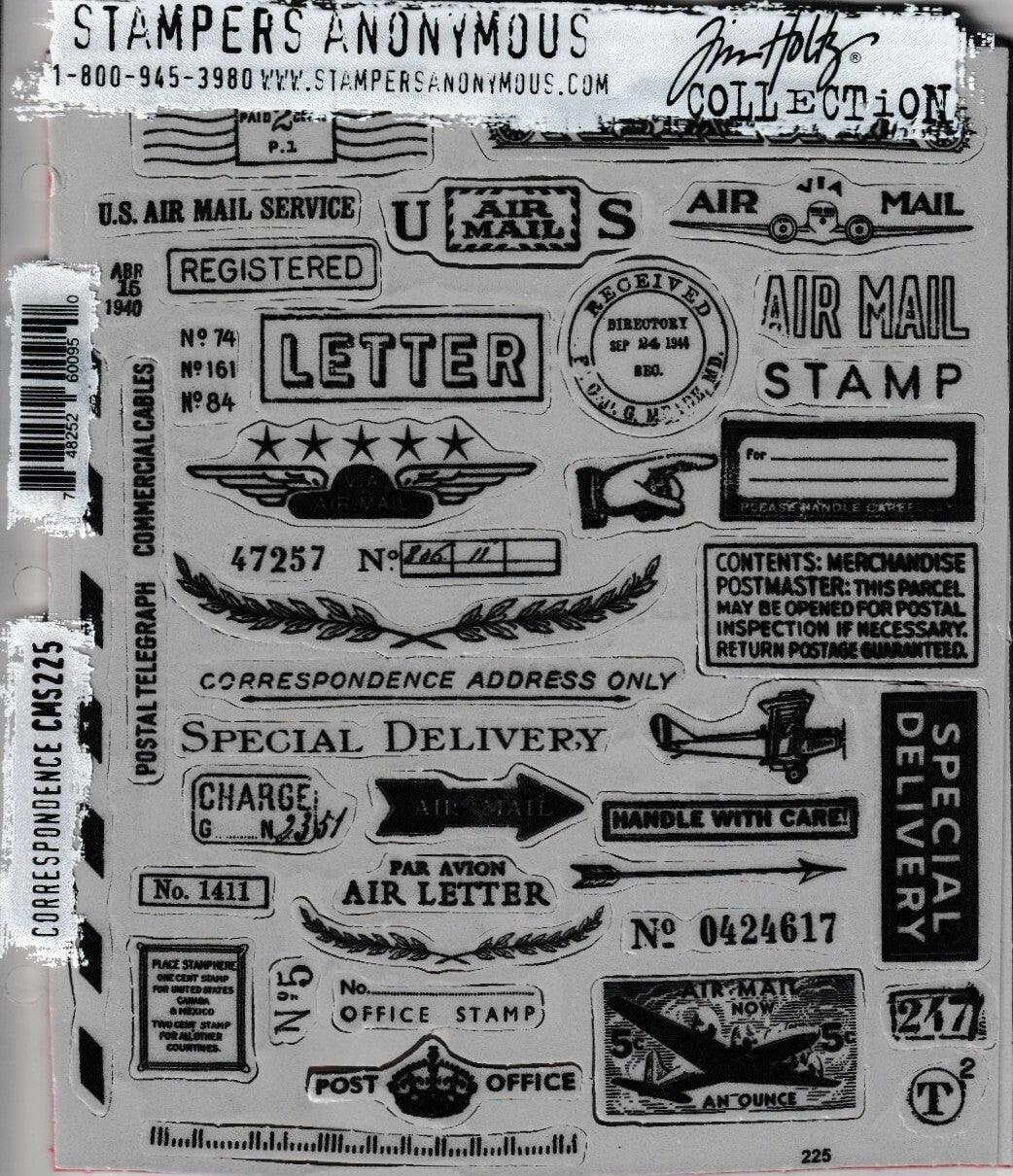 CMS225 Correspondence Stampers Anonymous Tim Holtz Collection Clear Stamp Set