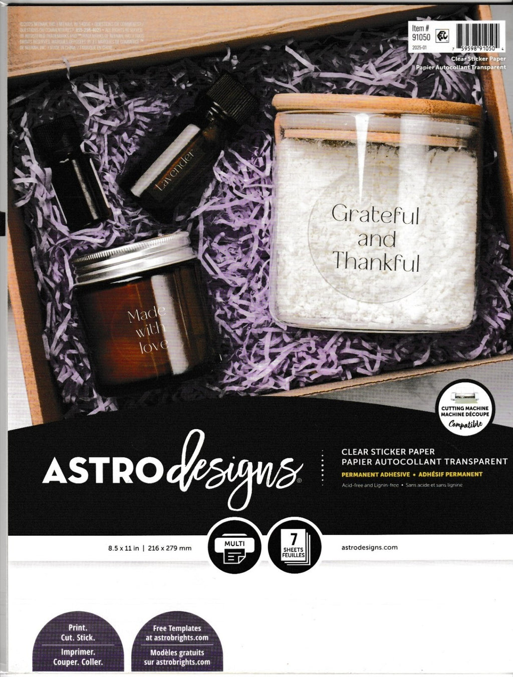 Astro Designs Clear Sticker Paper 8.5x11 inches 7 Sheets 91050 759598910504