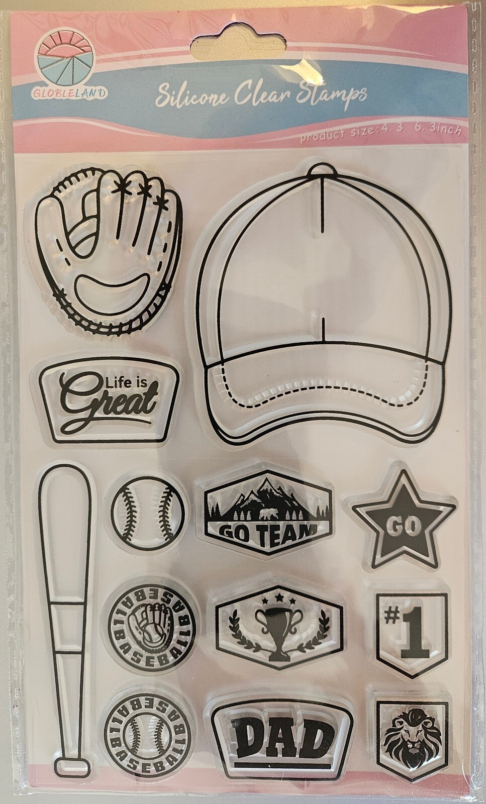 Globleland Silicone Clear Stamps Baseball Theme 13 pcs NIP