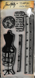 Tim Holtz Seamless Experience Cling Stamp Vintage Sewing Quote Designs CS530225