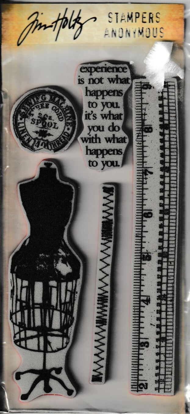 Tim Holtz Seamless Experience Cling Stamp Vintage Sewing Quote Designs CS530225