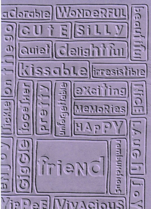 Cuttlebug Embossing Folder with Positive Words Design Adorable Kissable Pretty