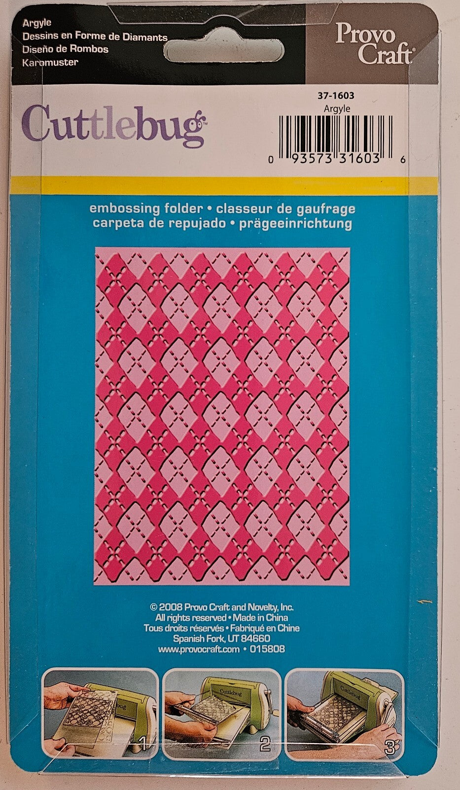 37-1603 Argyle  Pattern Cuttlebug Embossing Folder Provo Craft