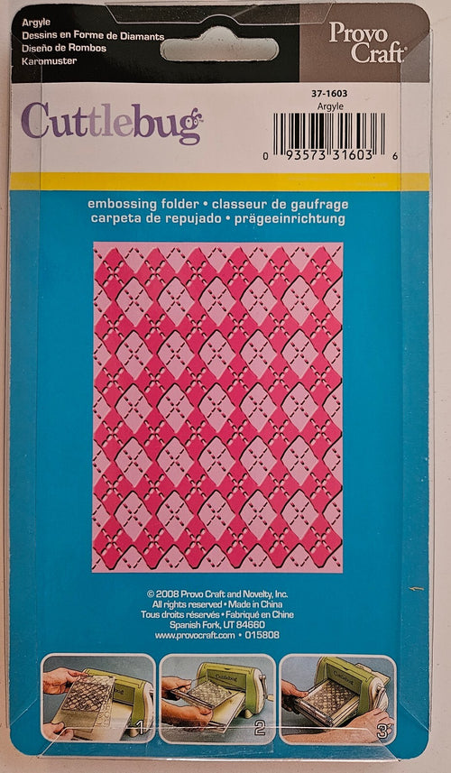 37-1603 Argyle  Pattern Cuttlebug Embossing Folder Provo Craft