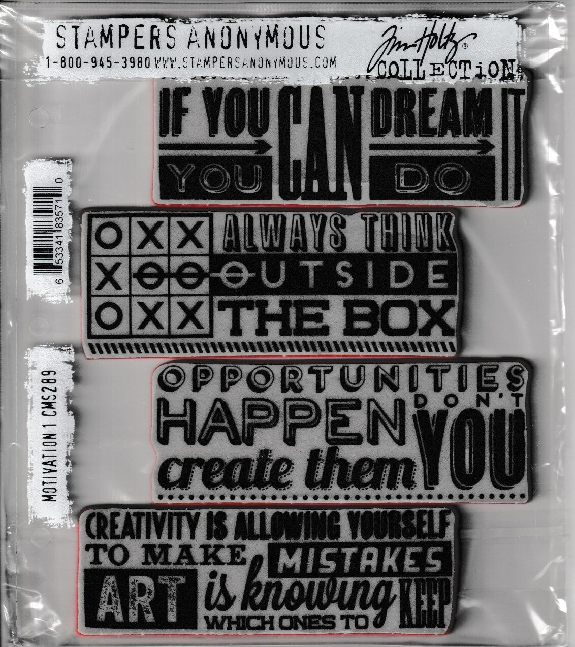 CMS289 Motivation 1 Stampers Anonymous Tim Holtz Quote Rubber Stamp Set