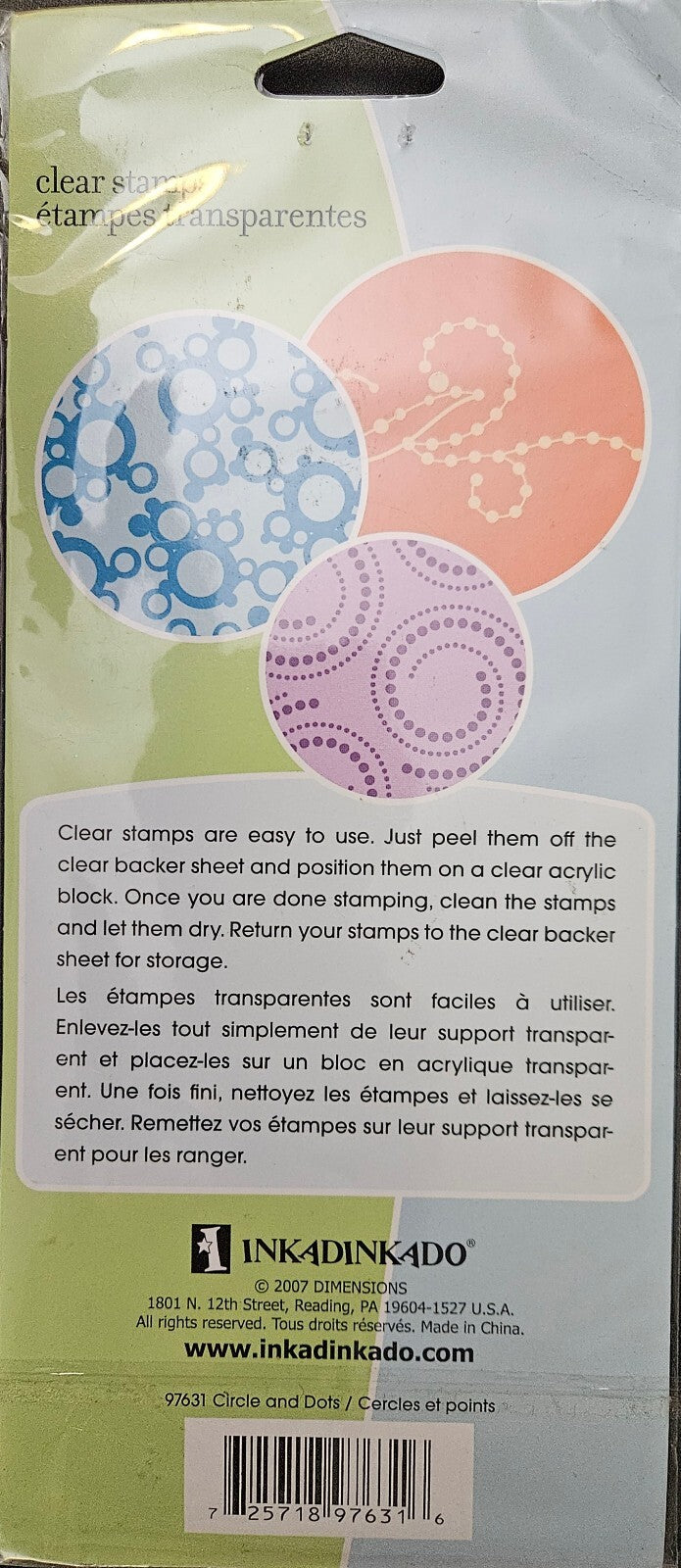 CU 97631 Circles and Dots Inkadinkado Clear Stamps 4" X 8" Sheet