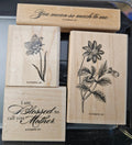 Blessed Mother Rubber Stamp Set - 4 Piece Floral and Sentiment Stamps