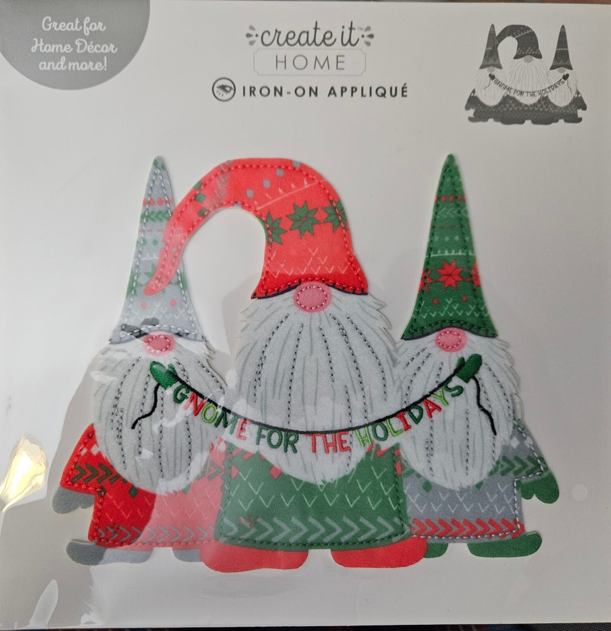 Create It Holiday Iron on Applique Gnomes Multi, 1 Piece (CF)