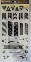 Recollections Clear Stamp Set with Banners and Flags 23 pcs NIP
