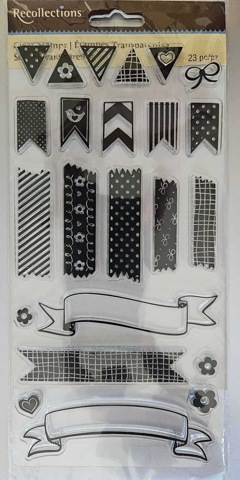 Recollections Clear Stamp Set with Banners and Flags 23 pcs NIP
