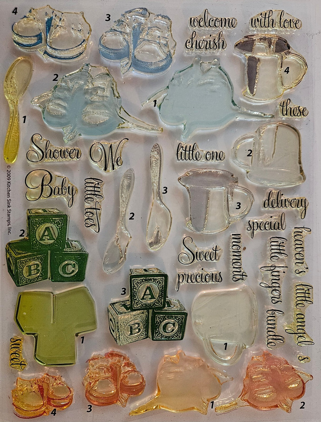 Baby Shower Clear and Colored Silicone Stamp Set