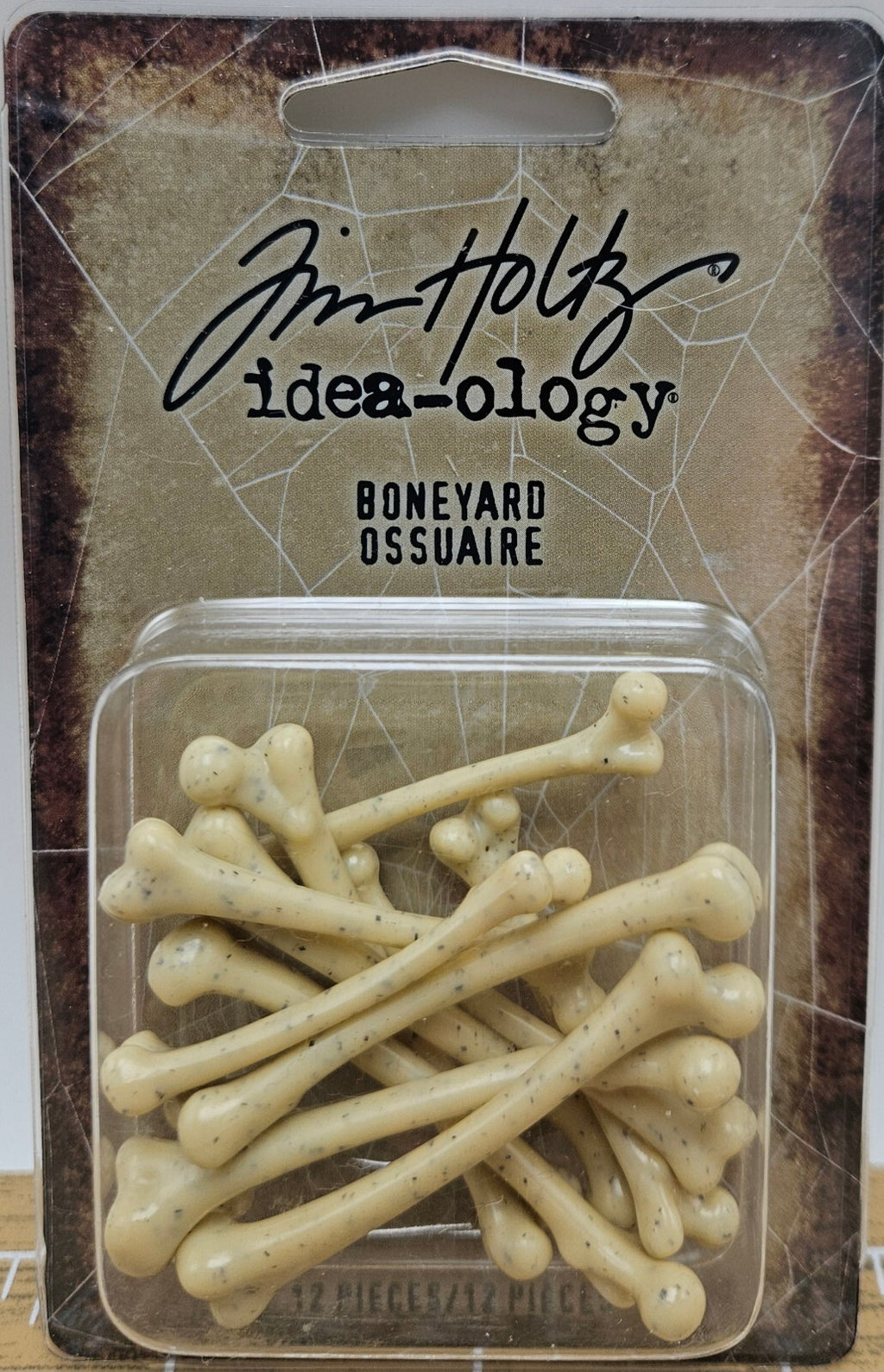 TH94391 Tim Holtz Idea-ology Boneyard Miniature Resin Bones 12 Pieces Halloween