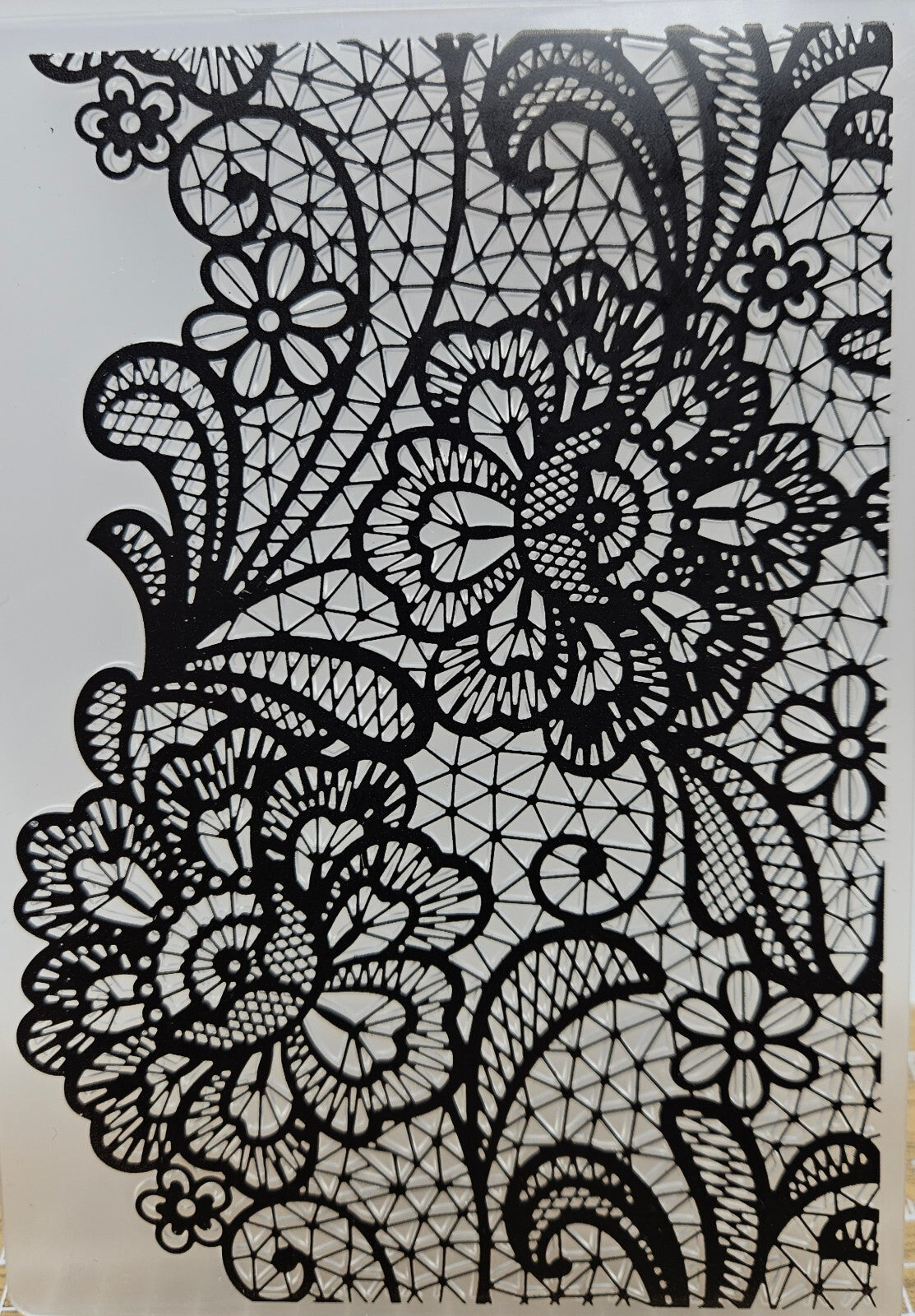 Black Floral Lace Pattern Embossing Folder Paper Crafting Journal Card Making