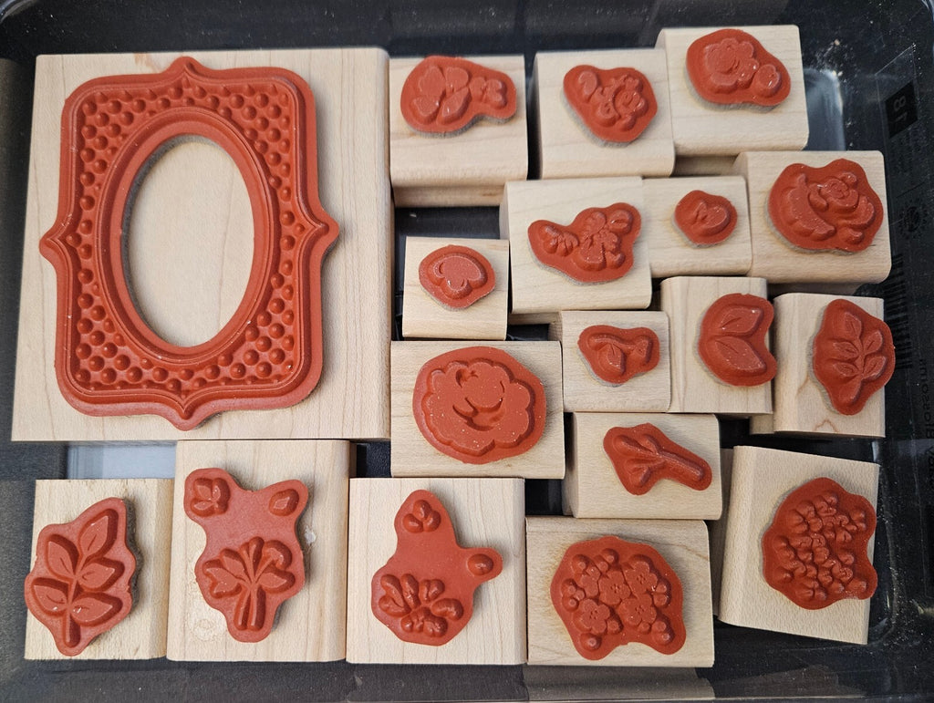 Two-Step Stampin' Baby Blossoms Rubber Stamp Set - 18 Pieces