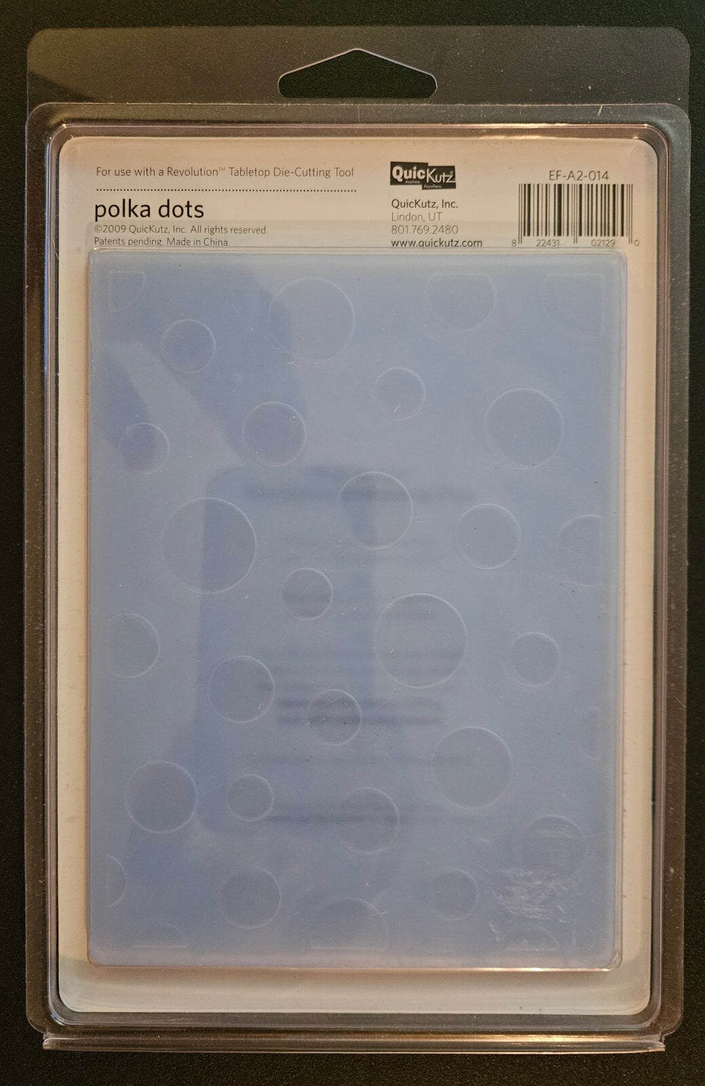 EF-AZ-014 QuickKutz A2 Emboss Polka Dots A2 Embossing Folder