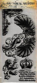 Tim Holtz Visual Artistry Regal Flourish Clear Stamp Set Vintage Ornate CSS25894