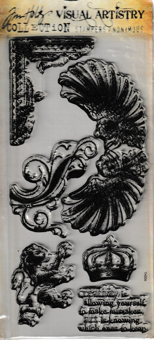Tim Holtz Visual Artistry Regal Flourish Clear Stamp Set Vintage Ornate CSS25894