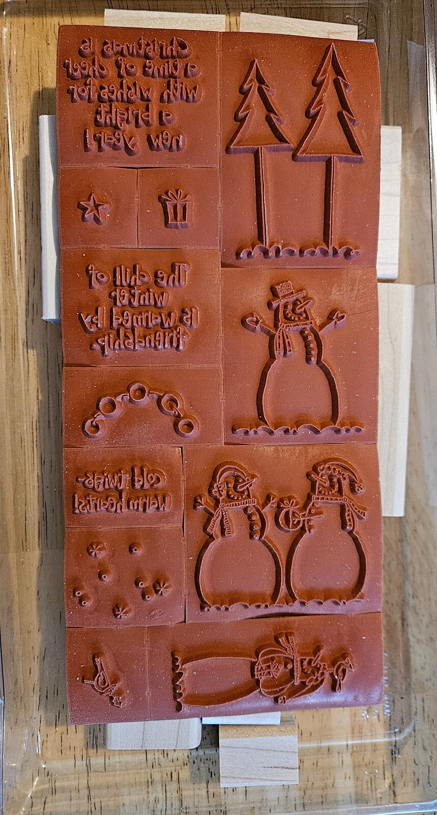 Stampin’ Up! It’s Snow Time Christmas Rubber Stamp Set with Wood Blocks