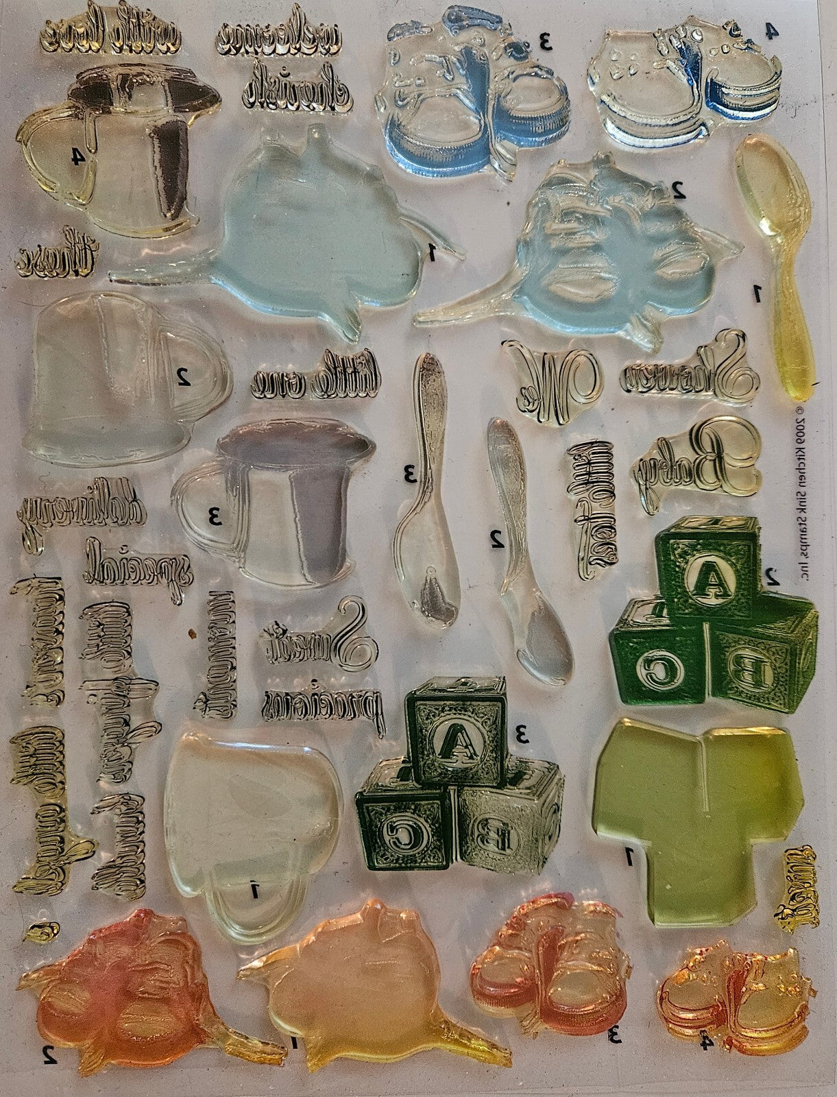 Baby Shower Clear and Colored Silicone Stamp Set