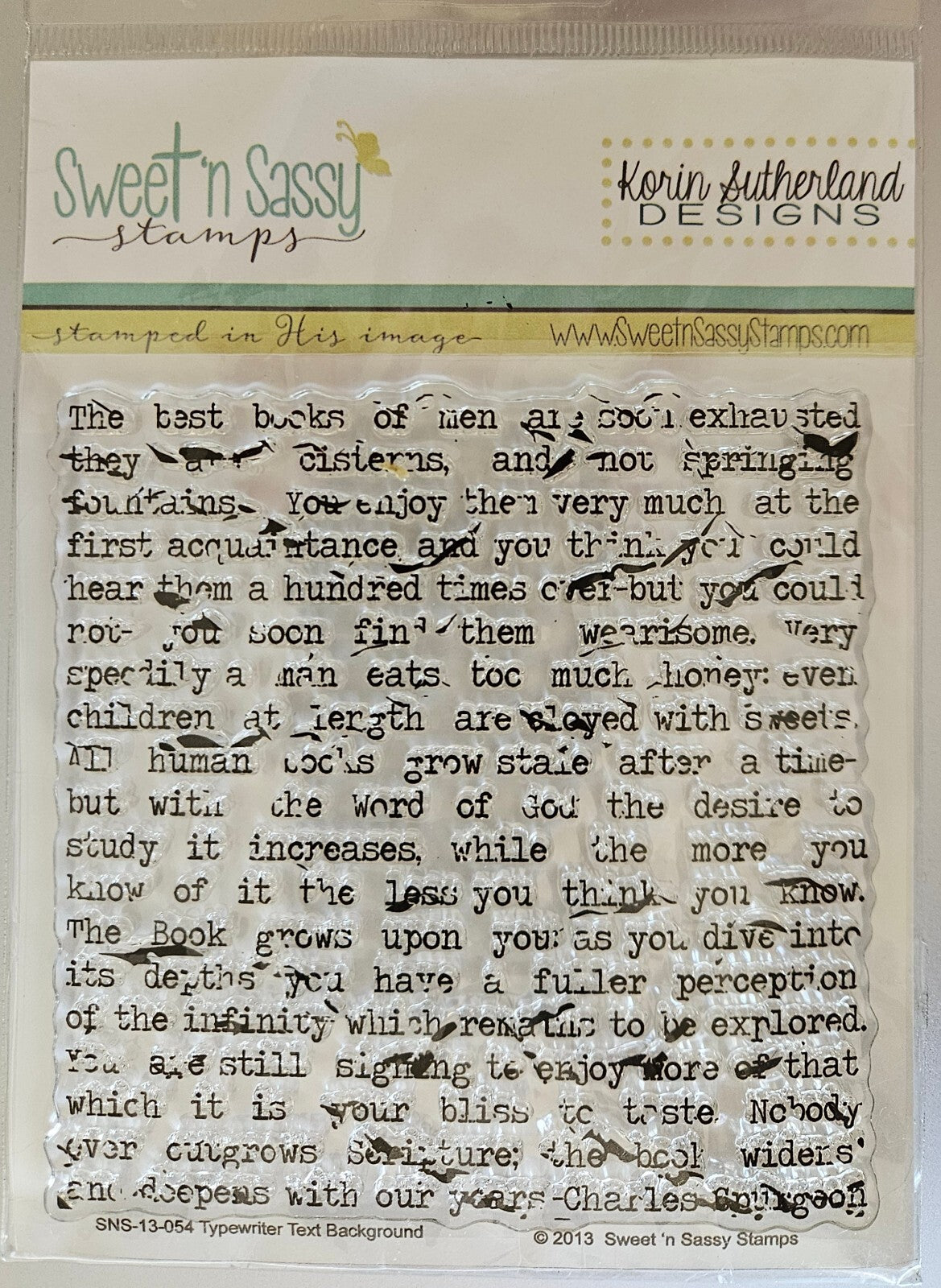 Typewriter Text Background Clear Stamp by Sweet 'n Sassy Stamps NIP K Sutherland