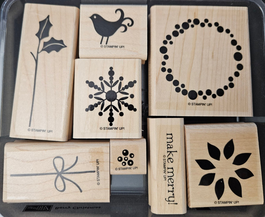 Stampin' Up! Berry Christmas Rubber Stamp Set of 8