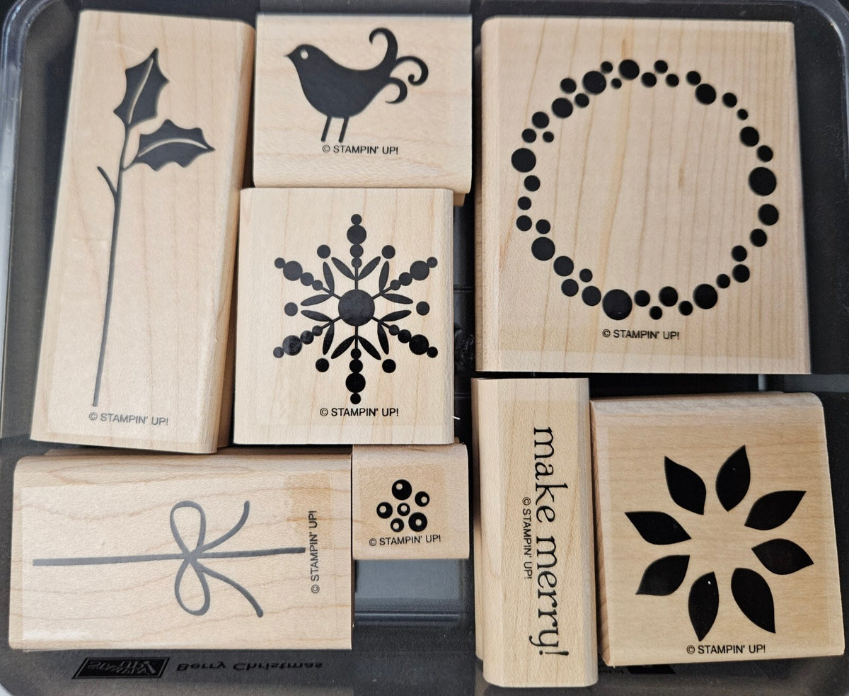 Stampin' Up! Berry Christmas Rubber Stamp Set of 8