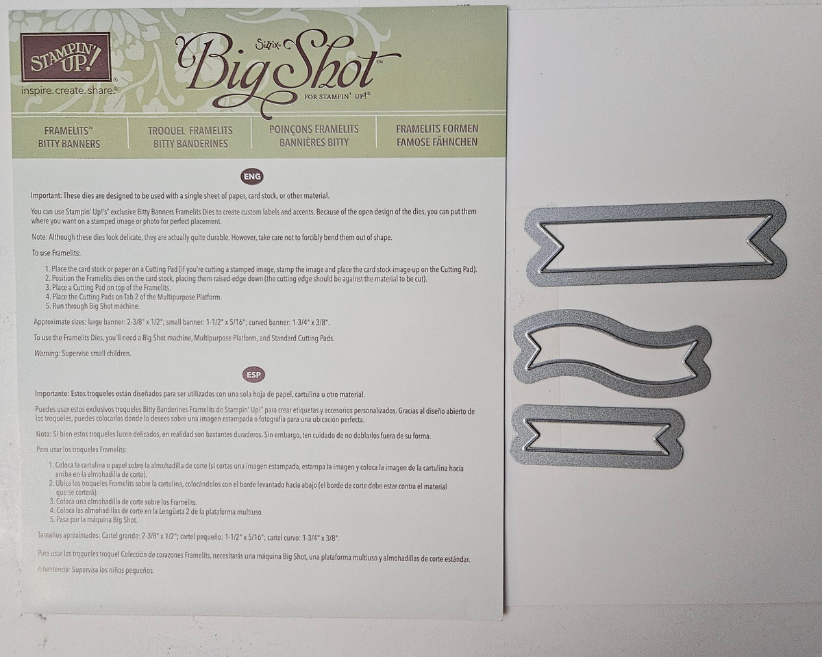 Stampin' Up! Big Shot Framelits Bitty Banners 3 pcs Die Cut Set 129267