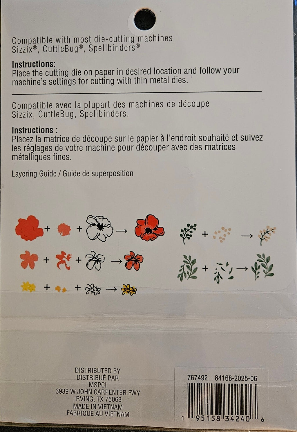 767492 Recollections Layering Dies 5-Piece Set Silver Floral Die Cutting