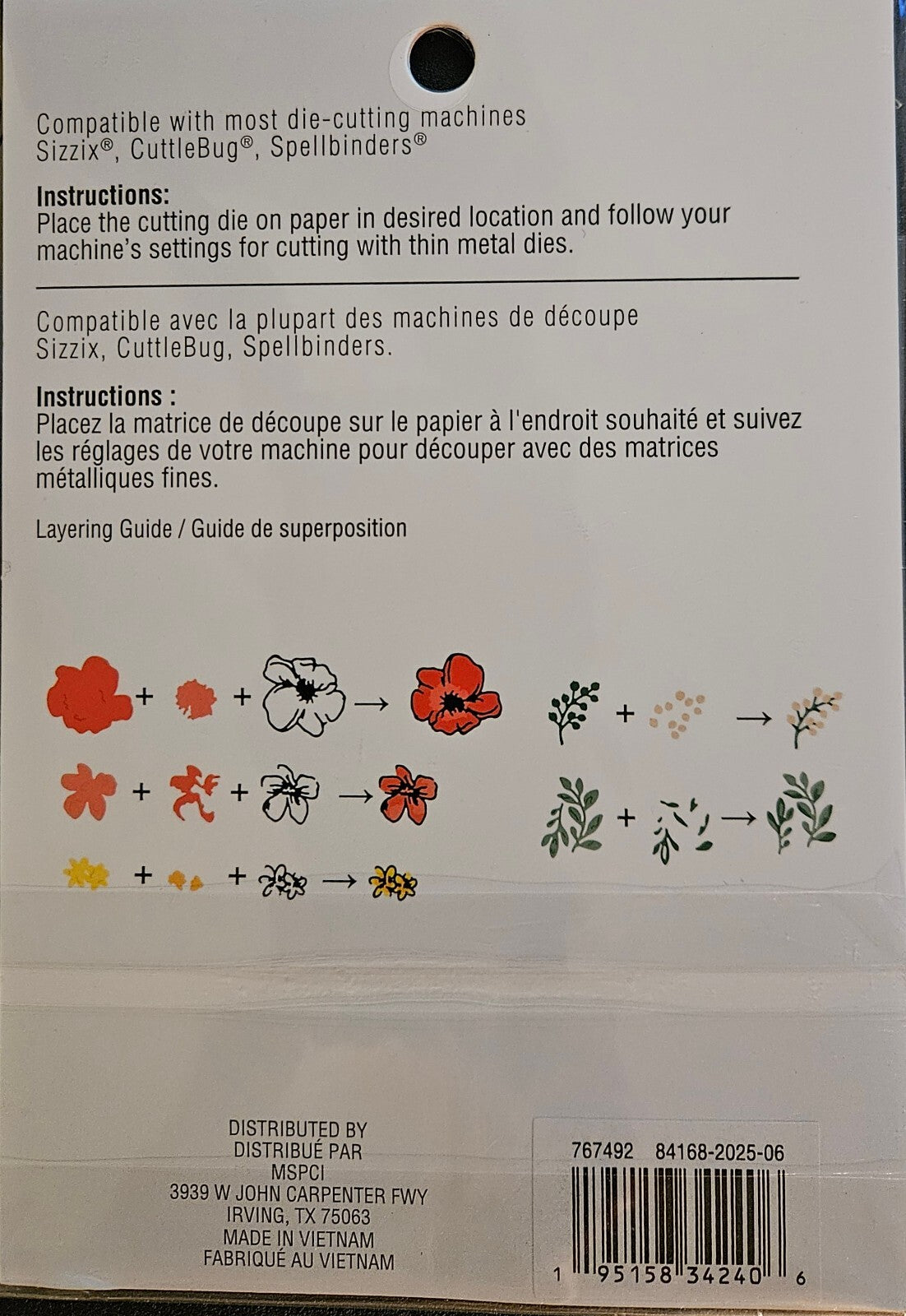 767492 Recollections Layering Dies 5-Piece Set Silver Floral Die Cutting