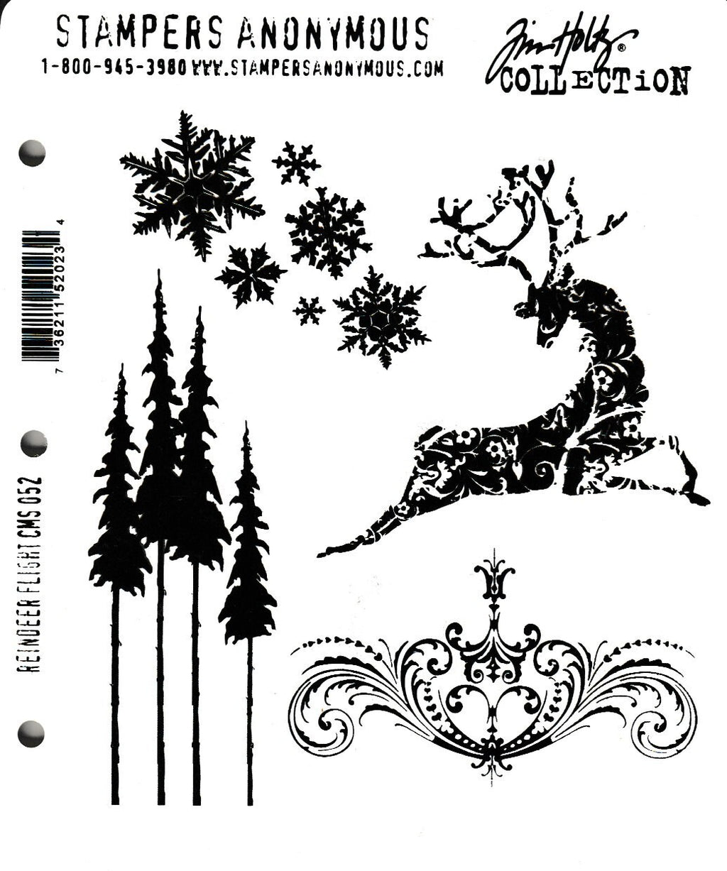 CMS052 Reindeer Flight Stampers Anonymous Tim Holtz Collection Rubber Stamp Set